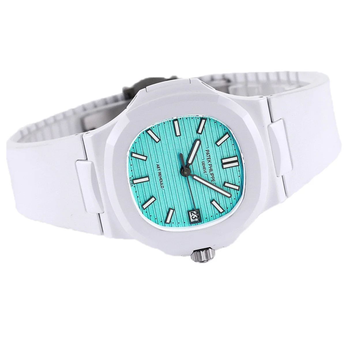 AET Nautilus 5711 Roselend Blue Dial White Ceramic