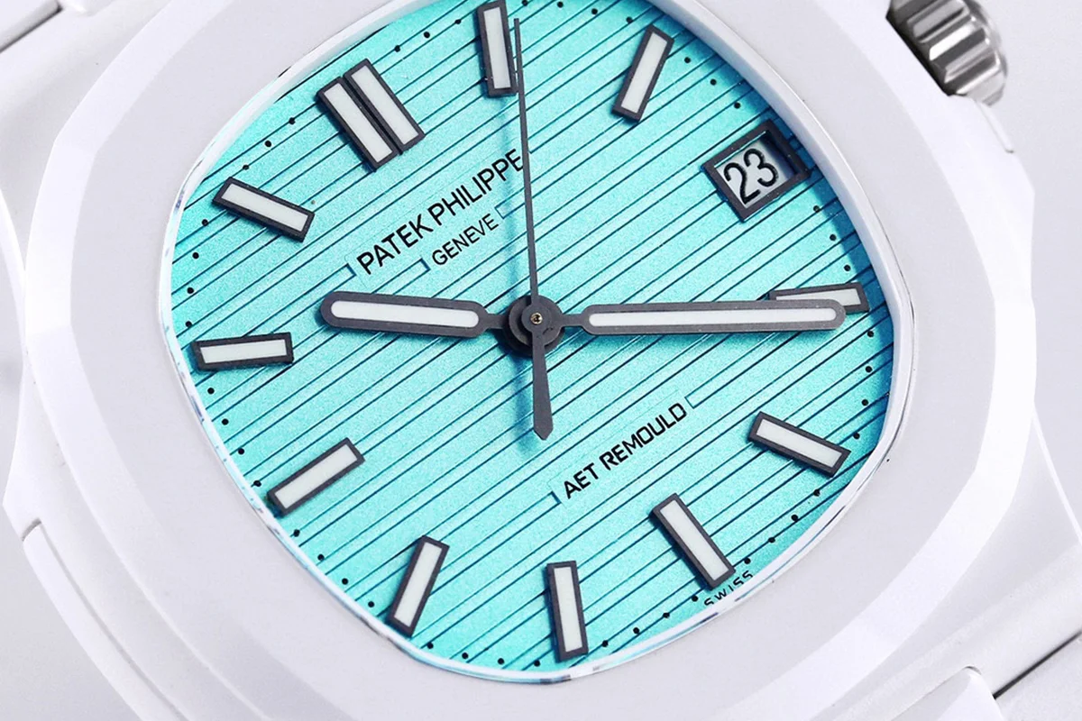 AET Nautilus 5711 Roselend Blue Dial White Ceramic