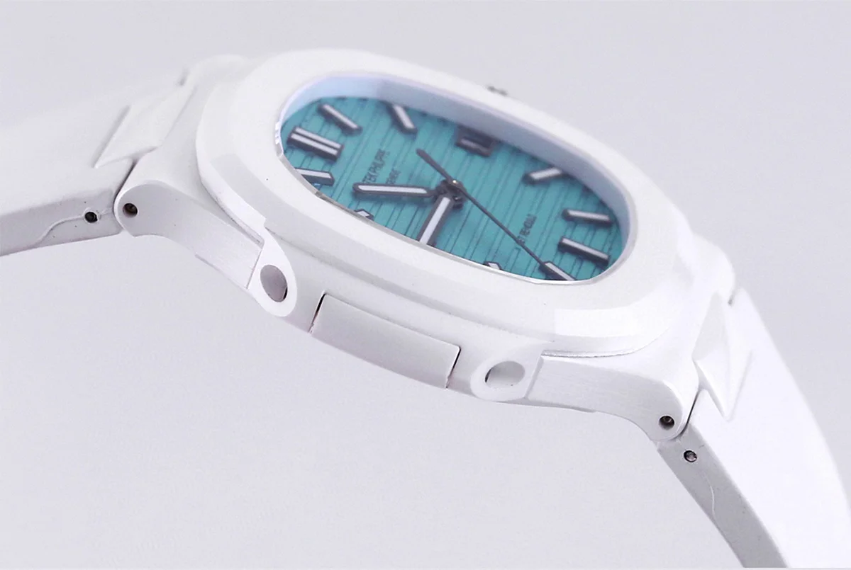 AET Nautilus 5711 Roselend Blue Dial White Ceramic