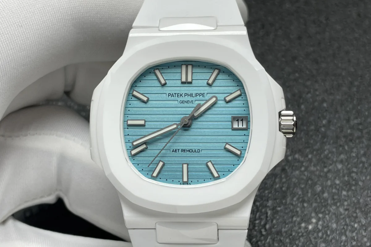 AET Nautilus 5711 Roselend Blue Dial White Ceramic