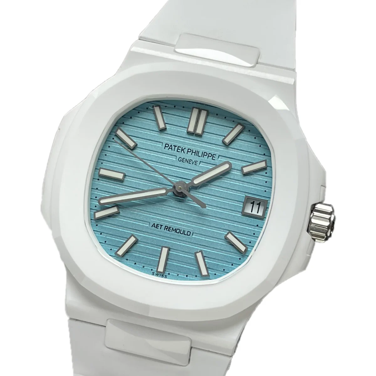 AET Nautilus 5711 Roselend Blue Dial White Ceramic