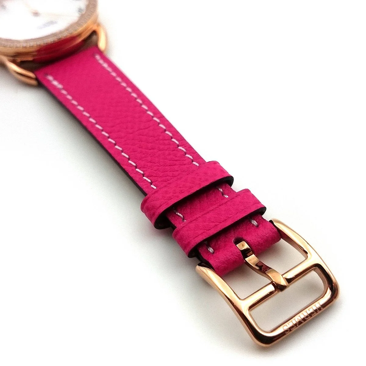 Arceau Rose Gold with Diamond Bezel on Pink Epsom Leather Strap