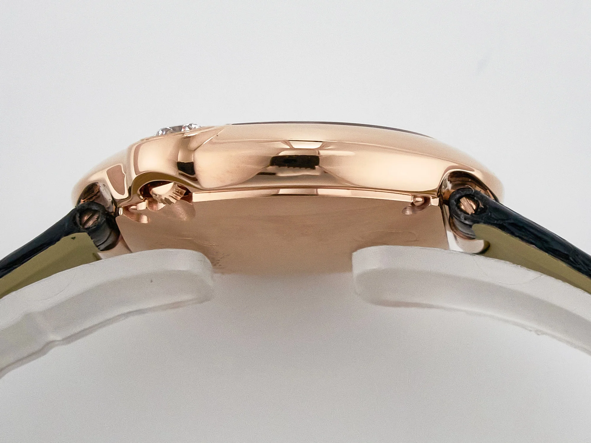 Ballon Blanc De Cartier 30mm RG DRF 1:1 Best Edition Silvered Texture Dial on Black Leather Strap Ronda Quartz