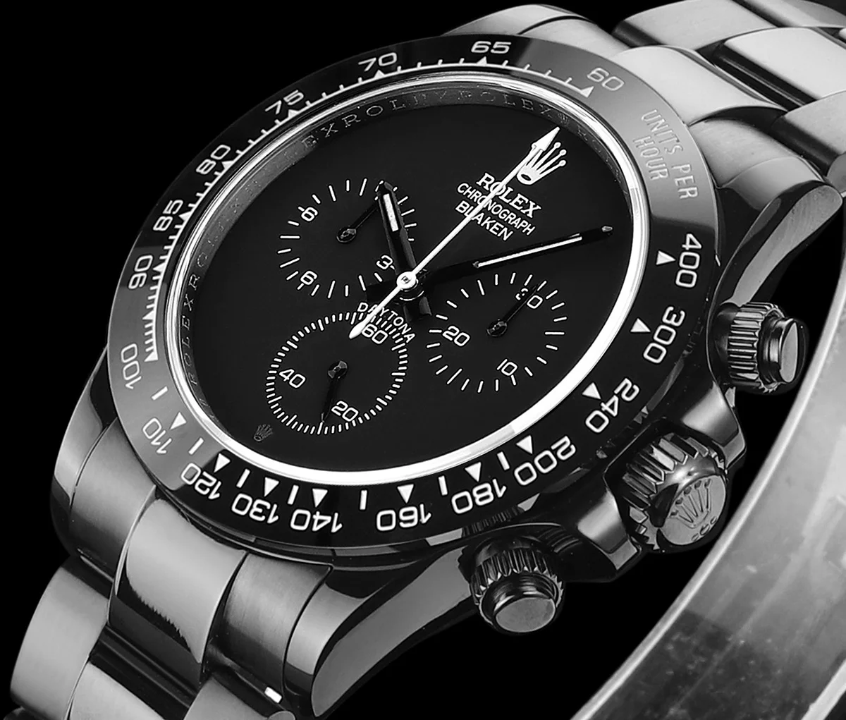 Blaken Daytona Matt Black with White Tachymeter