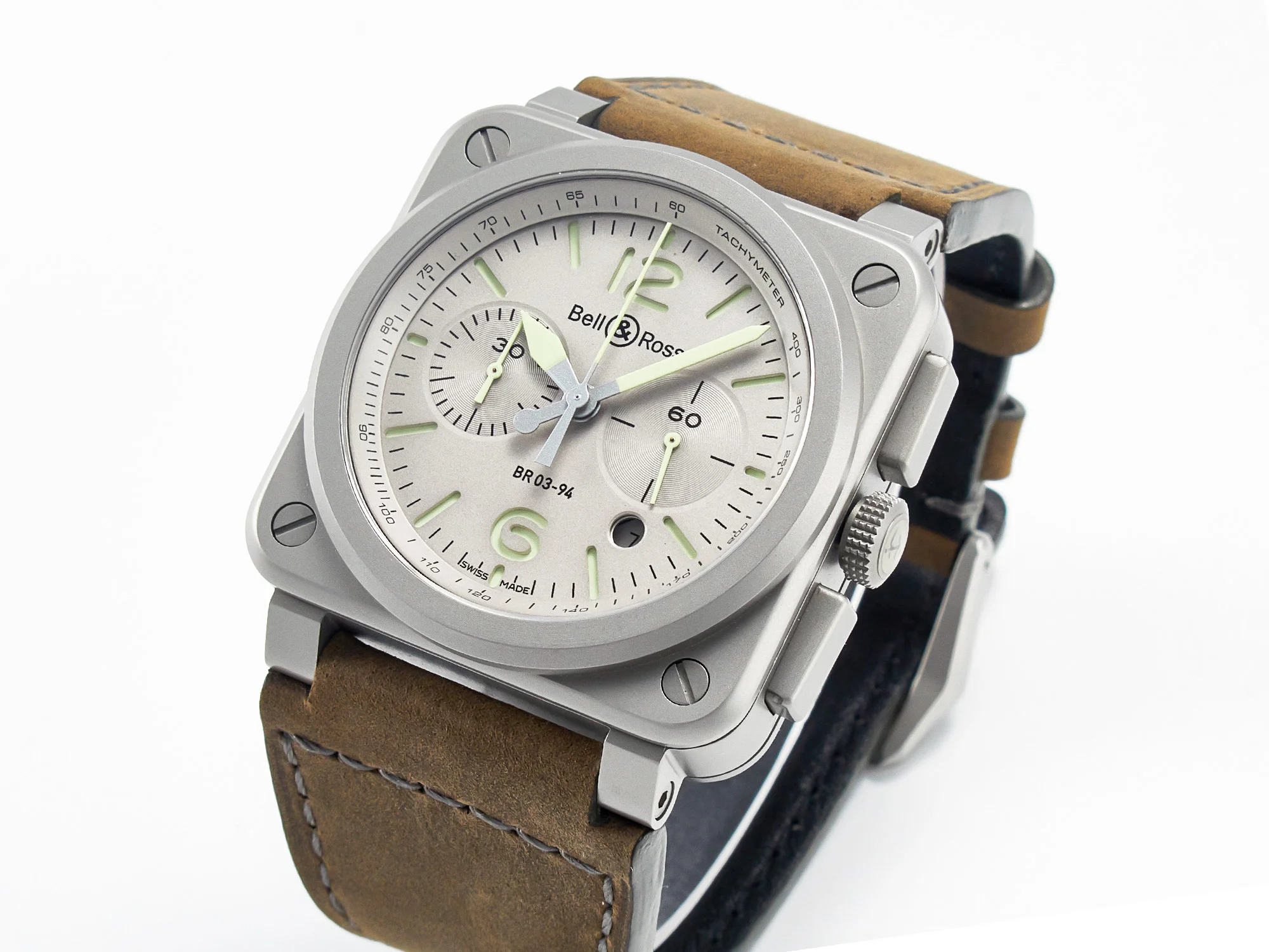 BR 03-94 Horolum Chronograph 1:1 Best Edition Brown Dial on Leather Strap Asia 7750