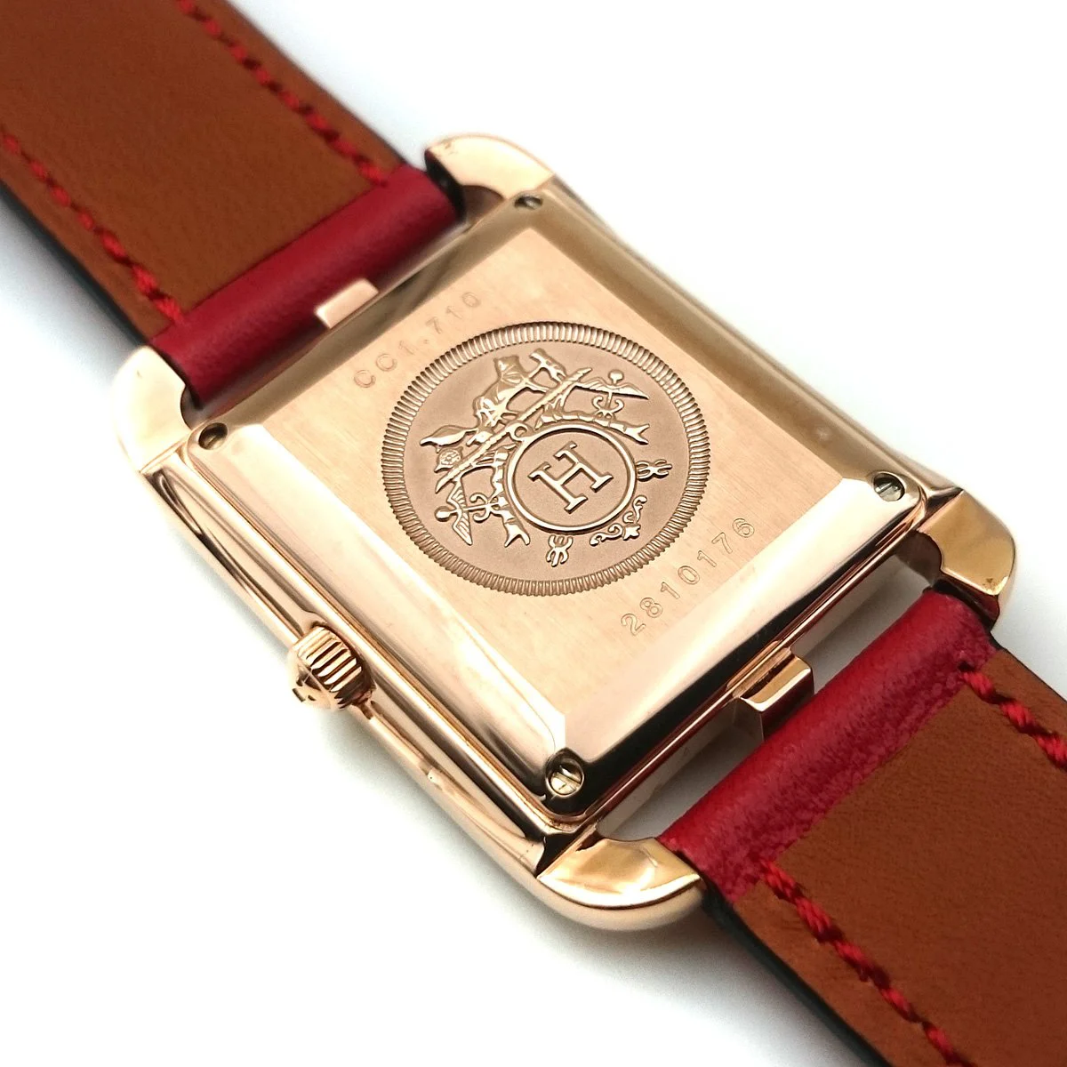 Cape Cod GM Quartz Rose Gold with Diamond Bezel on Red Fjord Leather Strap