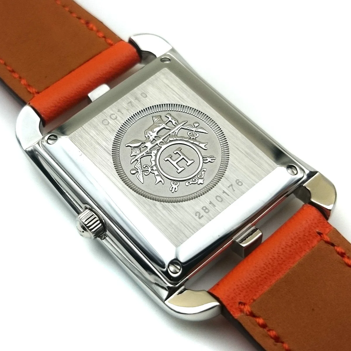 Cape Cod Steel with Diamond Bezel on Orange Fjord Leather Strap