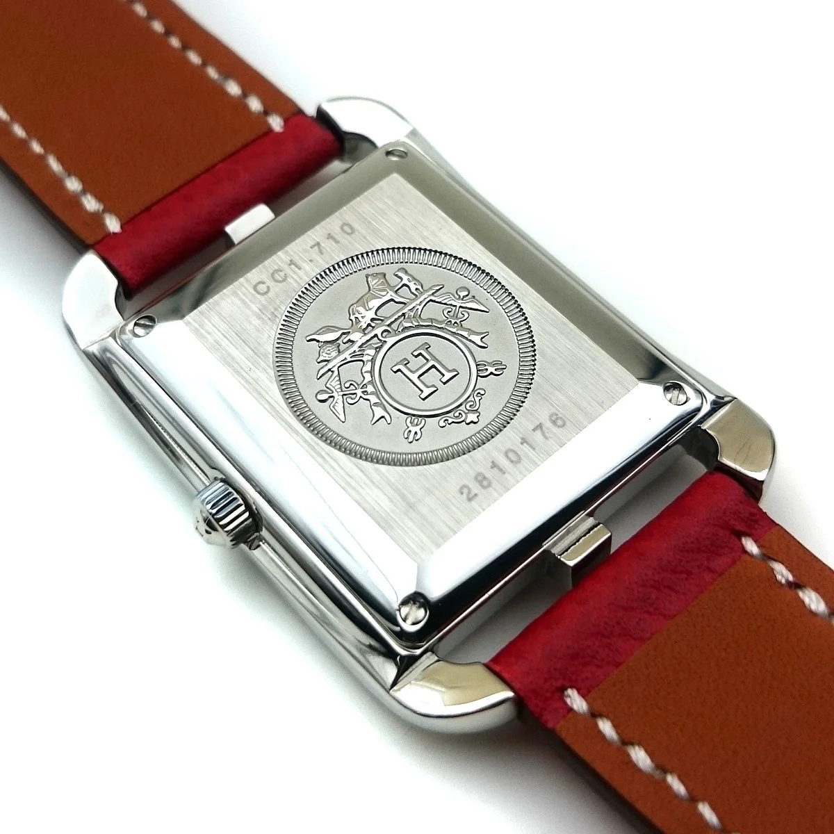 Cape Cod Steel with Diamond Bezel on Red Epsom Leather Strap