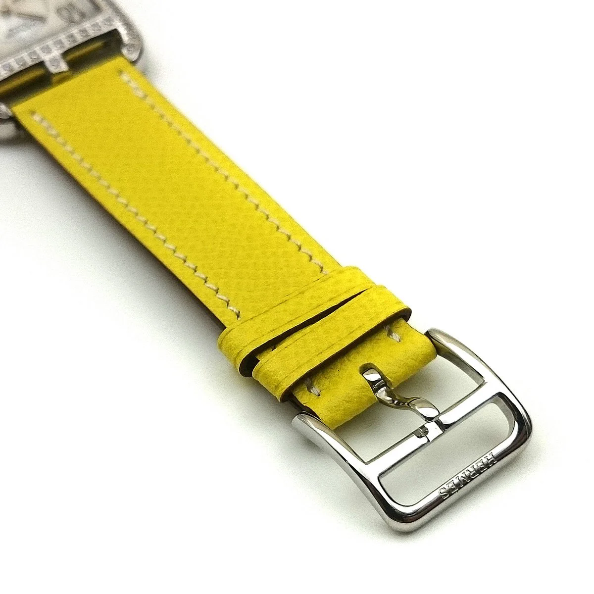 Cape Cod Steel with Diamond Bezel on Yellow Epsom Leather Strap