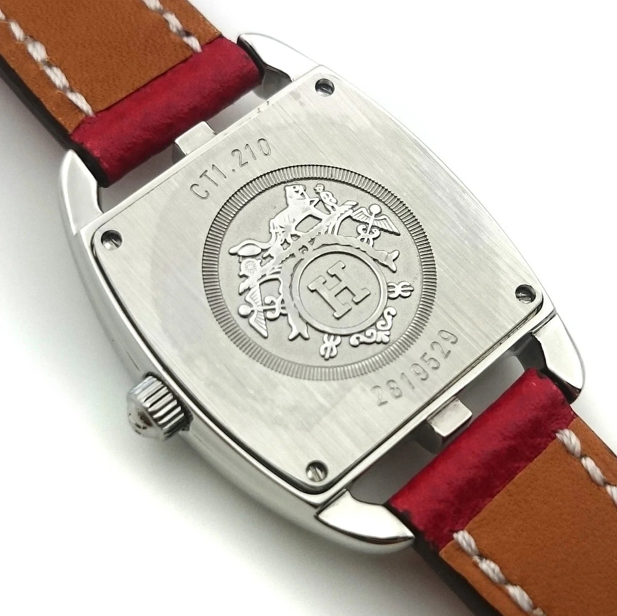 Cape Cod Tonneau Steel on Red Epsom Leather Strap