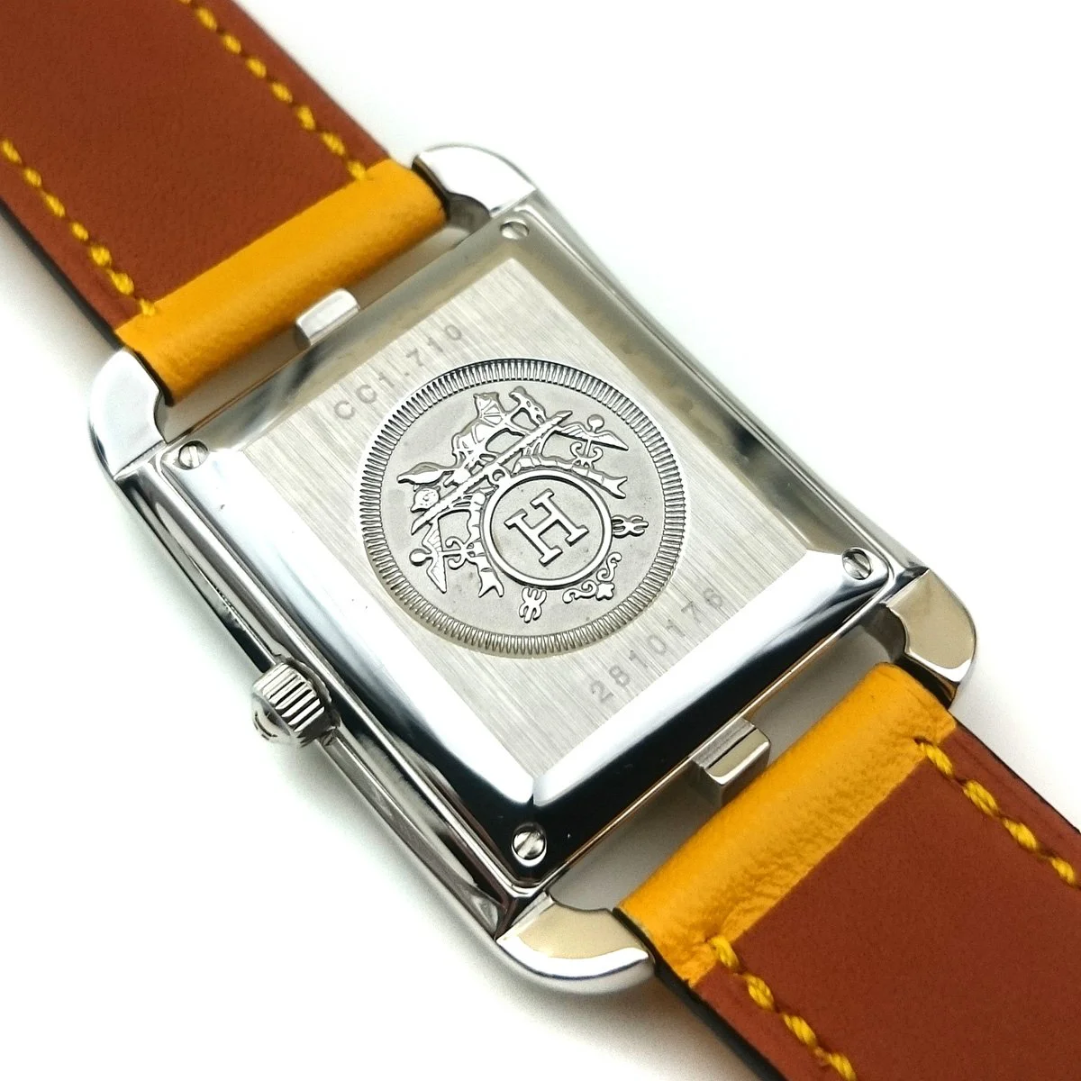 Cape Cod Tonneau Steel with Diamond Bezel on Yellow Fjord Leather Strap