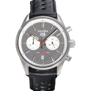Carrera Chronograph 43 Grey Dial on Leather Strap