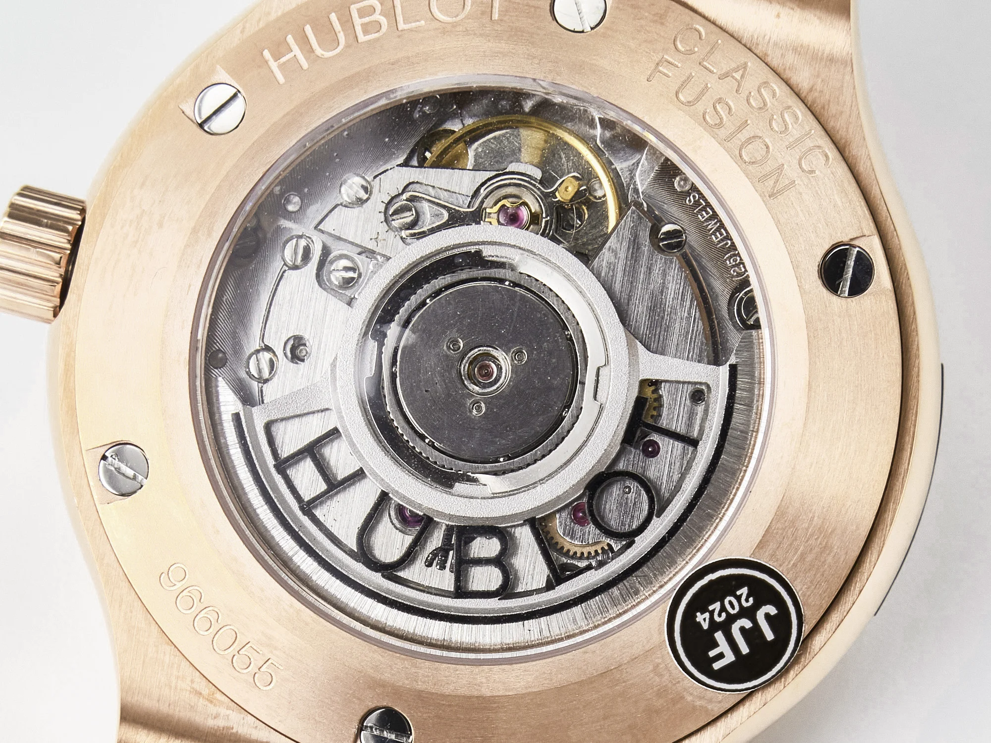 Classic Fusion 38mm RG JJF 1:1 Best Edition White Dial on Black Gummy Leather Strap