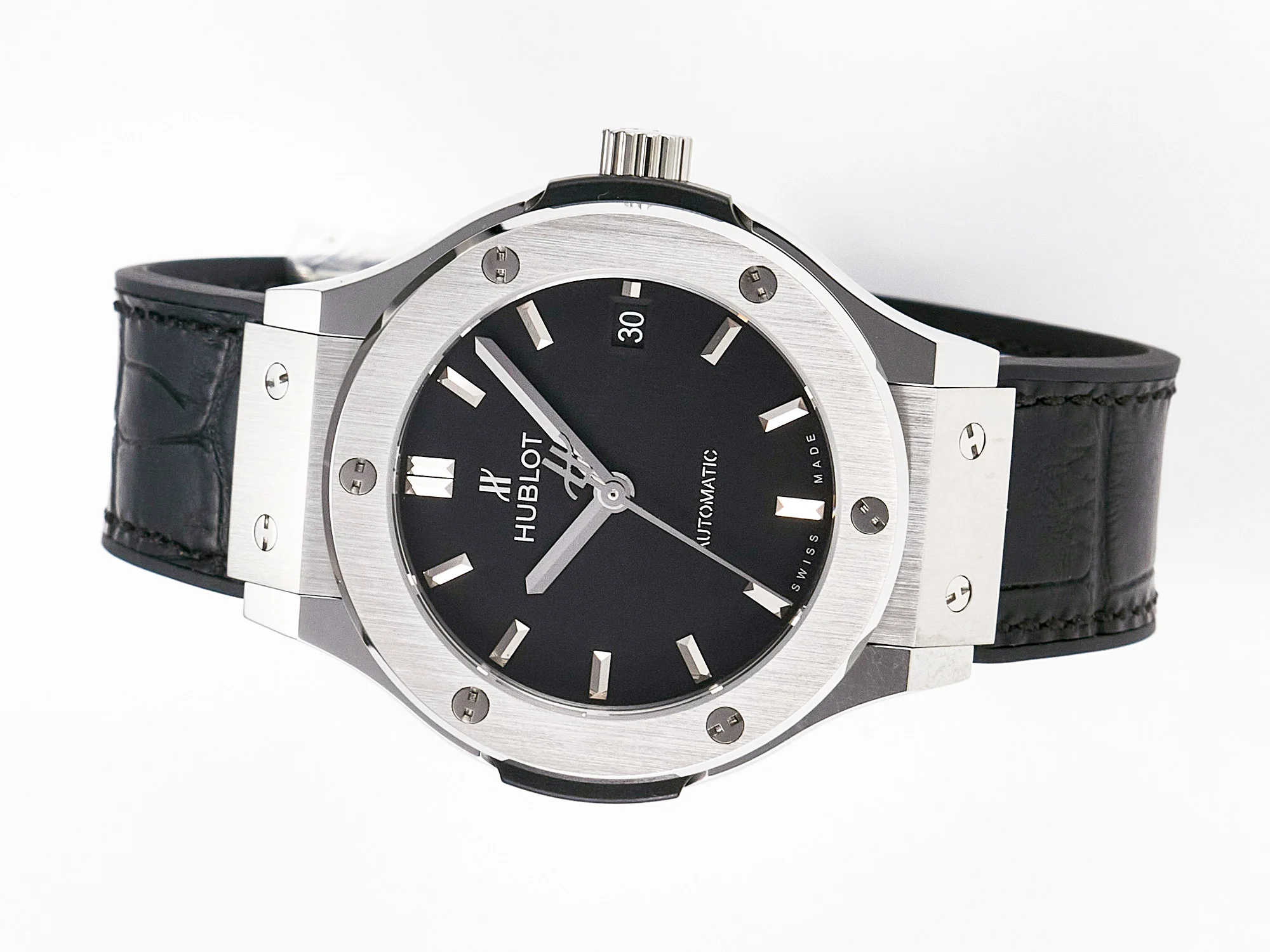 Classic Fusion 38mm SS JJF 1:1 Best Edition Black Dial on Black Gummy Leather Strap
