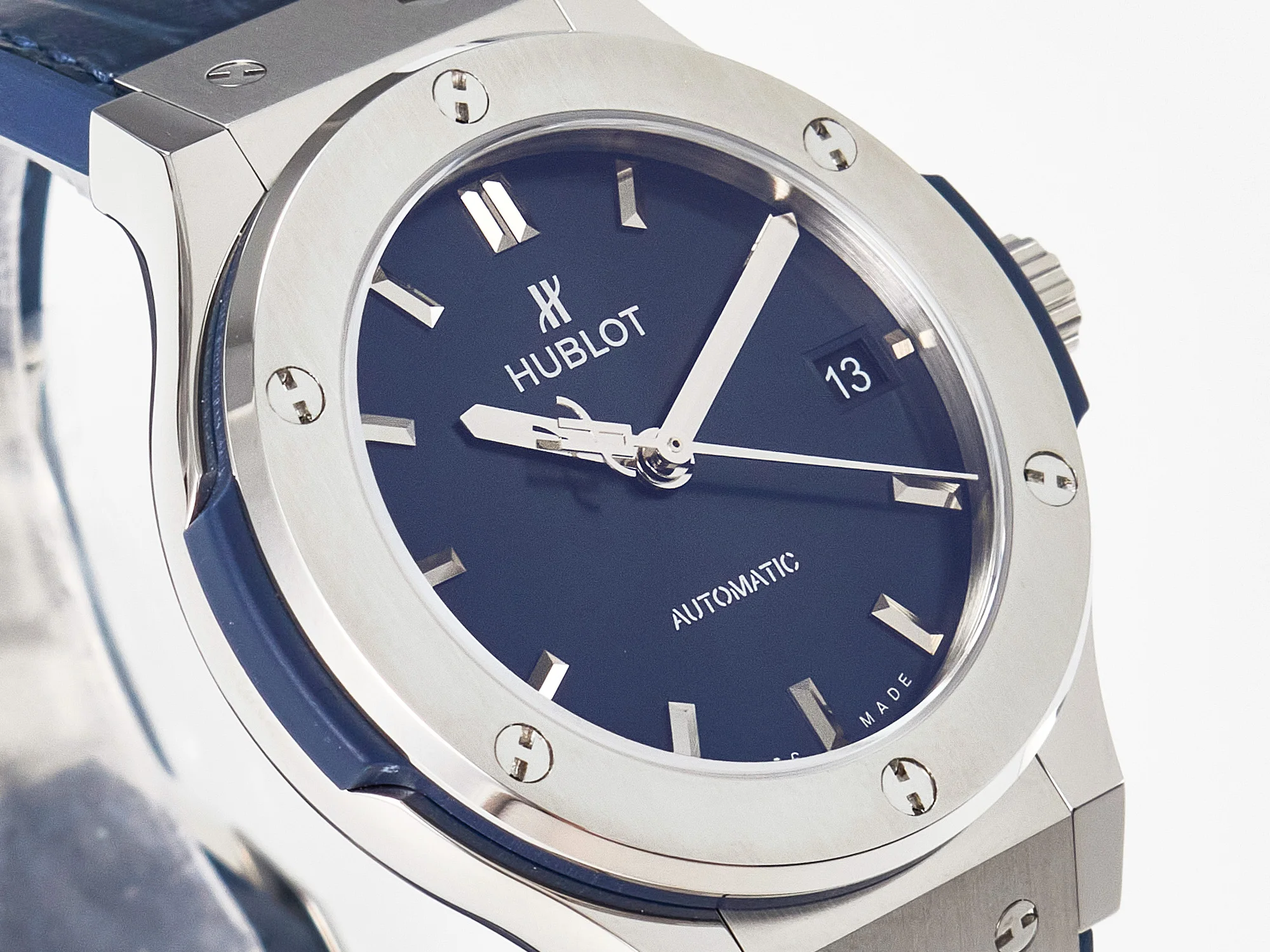 Classic Fusion 38mm SS JJF 1:1 Best Edition Blue Dial on Blue Gummy Leather Strap
