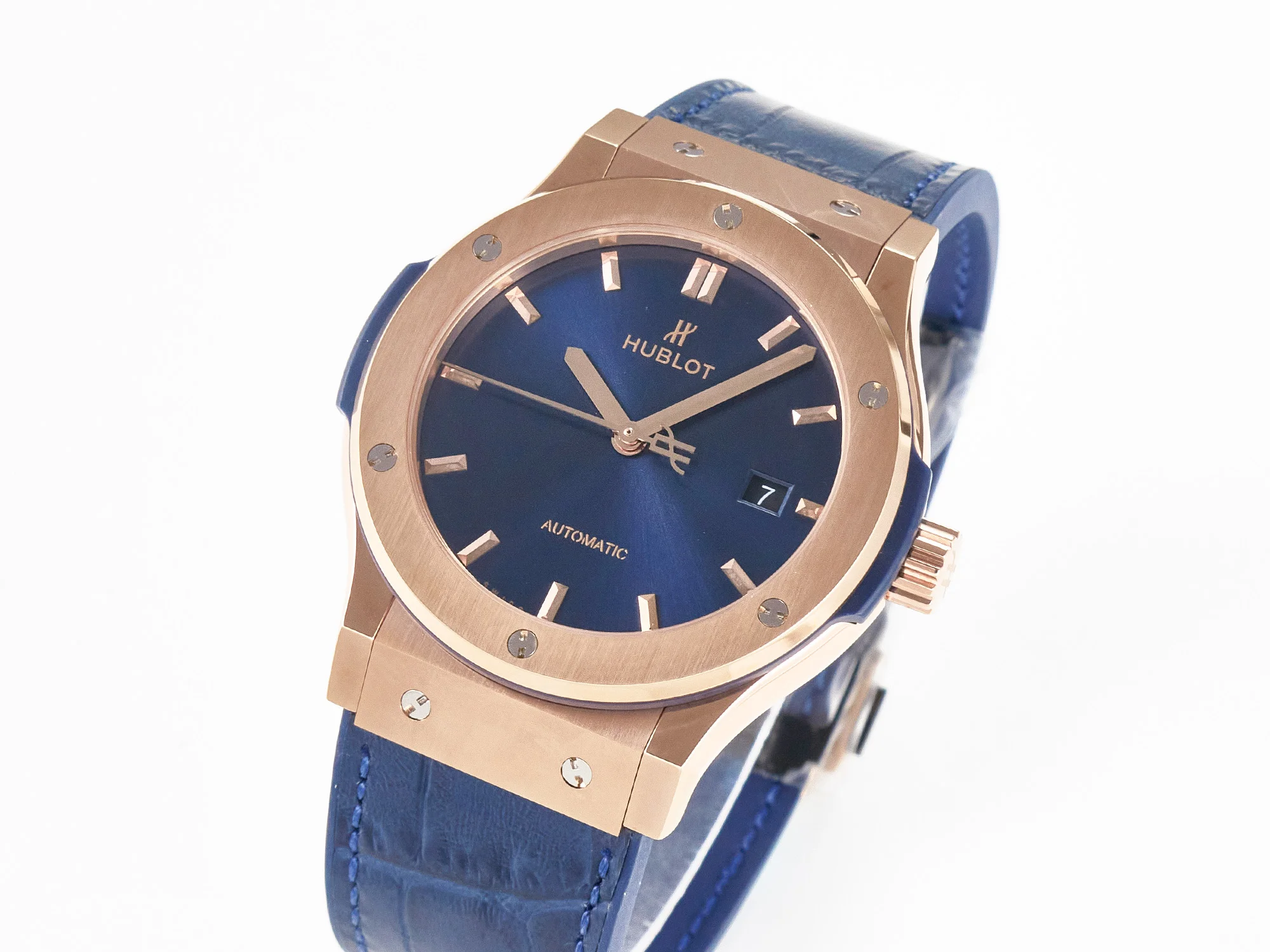 Classic Fusion 42mm RG JJF 1:1 Best Edition Blue Dial on Blue Gummy Leather Strap