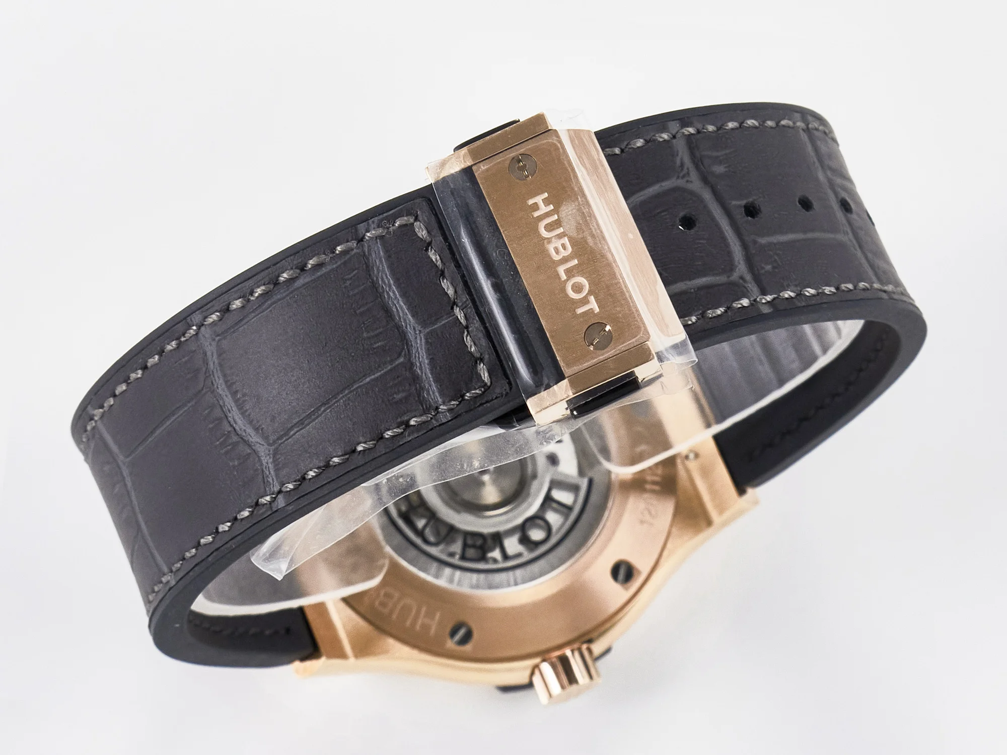 Classic Fusion 42mm RG JJF 1:1 Best Edition Gray Dial on Black Gummy Leather Strap