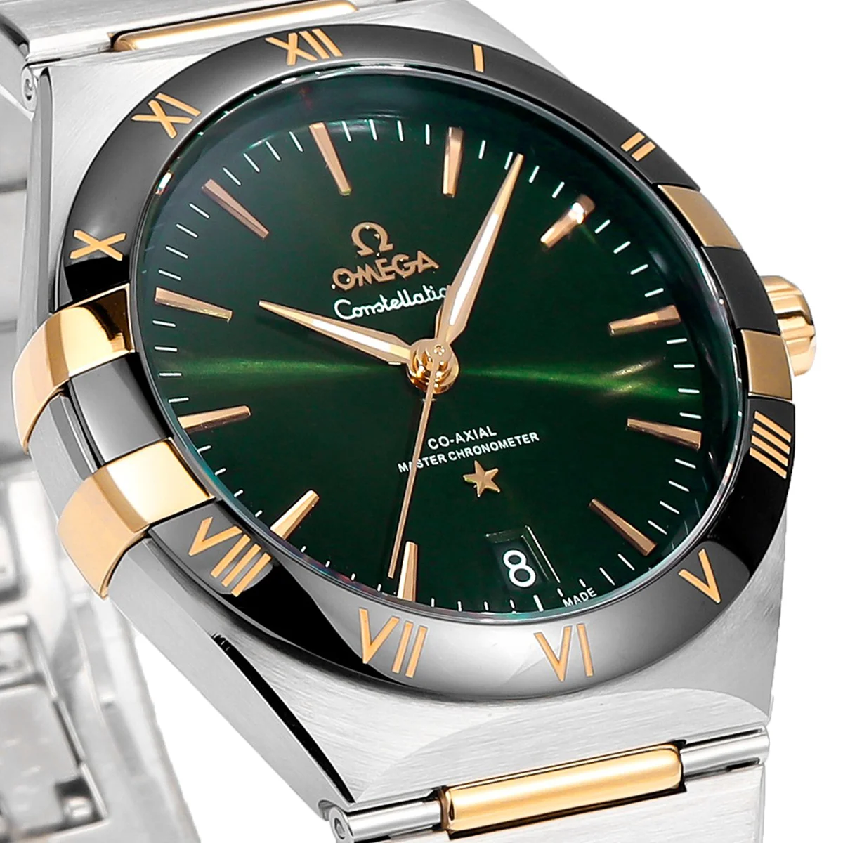 Constellation Co-Axial Master Chronometer Sedna™ Gold 41mm Green Dial with Ceramic Bezel on Bracelet