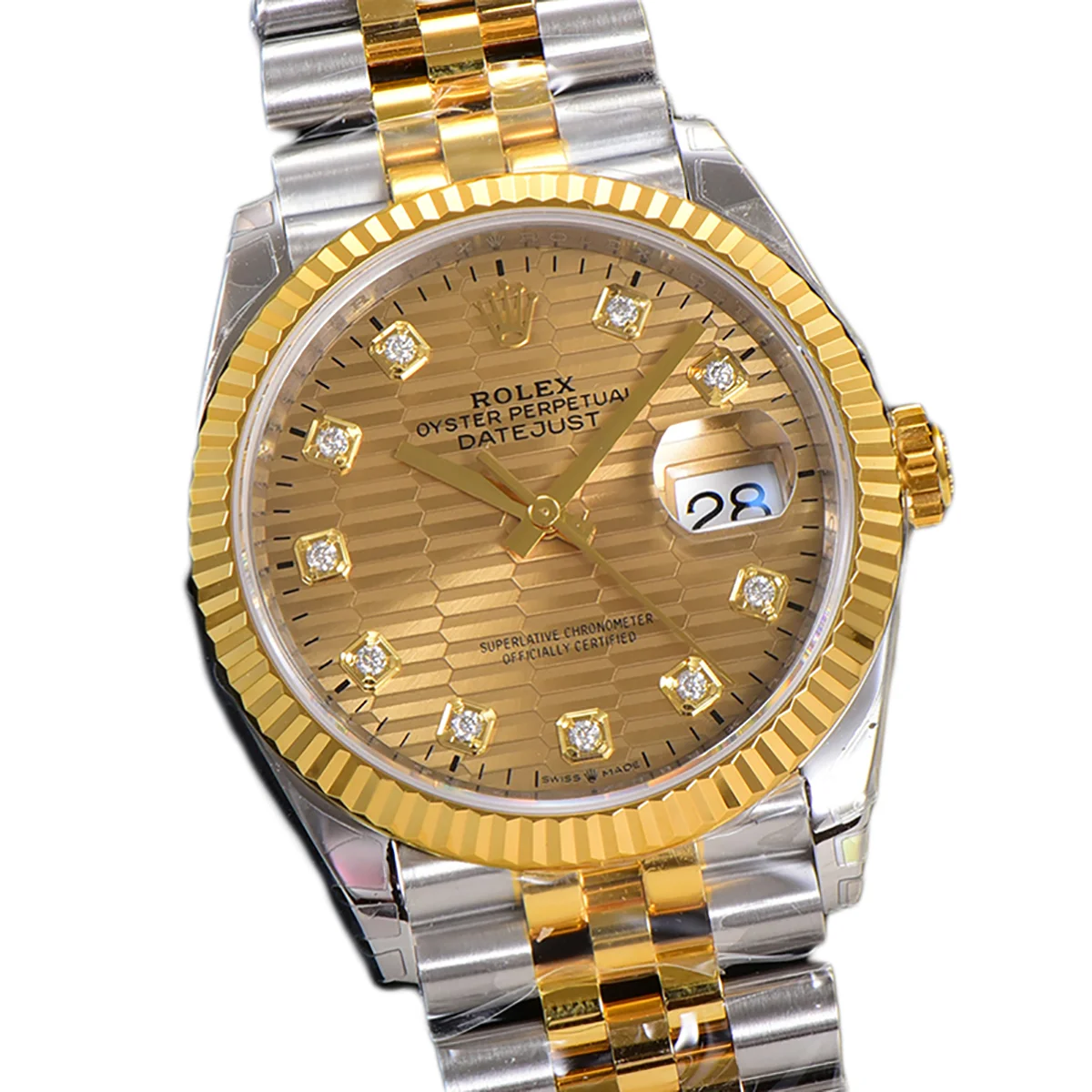 Datejust 36 126233 Golden Motif Dial with Diamond Marker in Steel/Yellow Gold in Jubilee