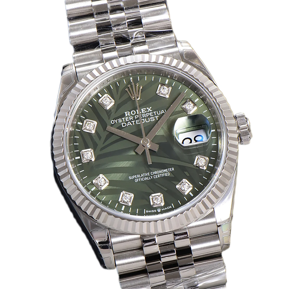 Datejust 36 126334 Olive Green Dial with Diamond Marker on Jubilee