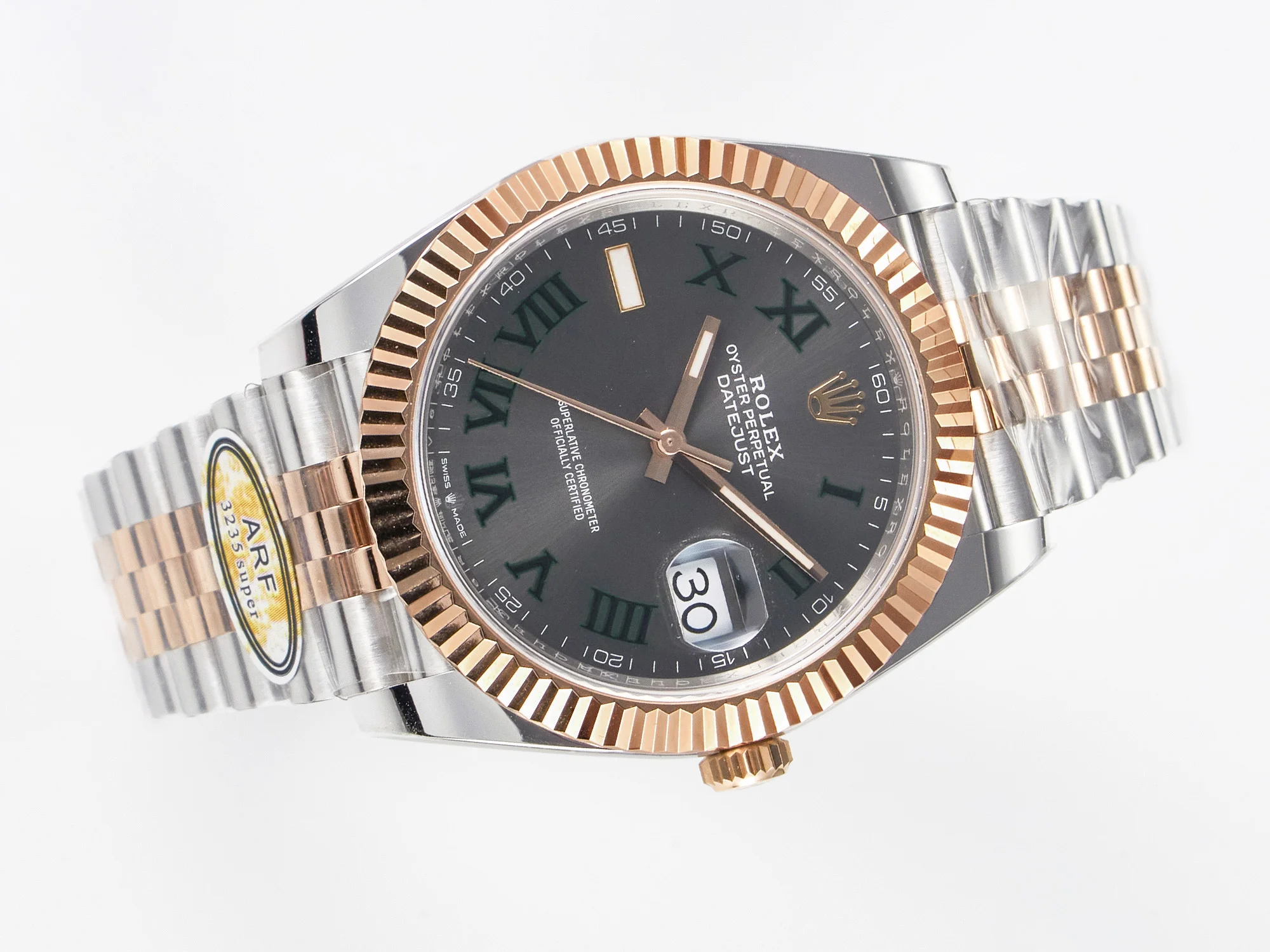 DateJust 41 126331 ARF 1:1 Best Edition 904L Steel Gray Dial Green Roman Marker on SS/RG Jubilee Bracelet SH3235(Gain Weight)