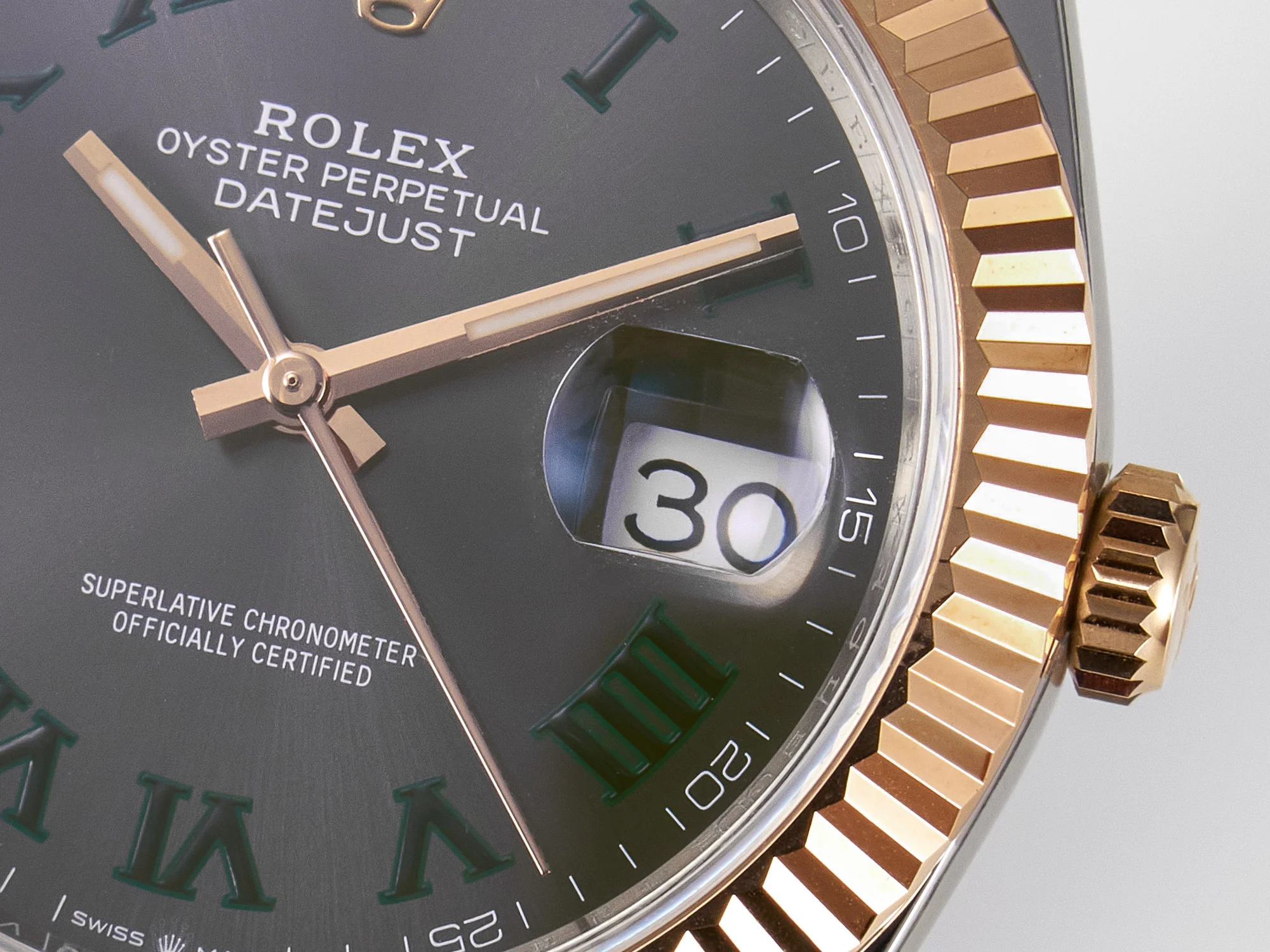 DateJust 41 126331 ARF 1:1 Best Edition 904L Steel Gray Dial Green Roman Marker on SS/RG Jubilee Bracelet SH3235(Gain Weight)