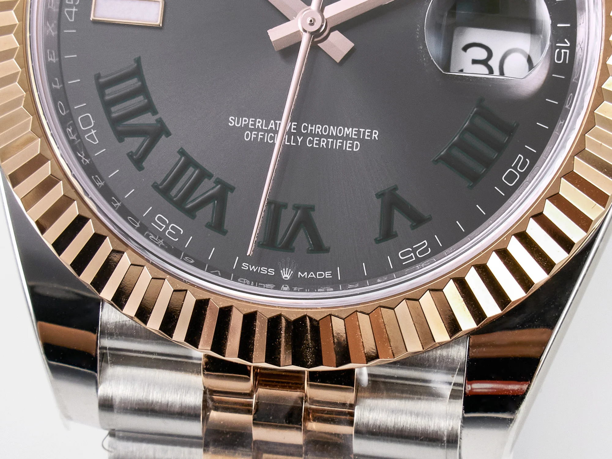 DateJust 41 126331 ARF 1:1 Best Edition 904L Steel Gray Dial Green Roman Marker on SS/RG Jubilee Bracelet SH3235(Gain Weight)