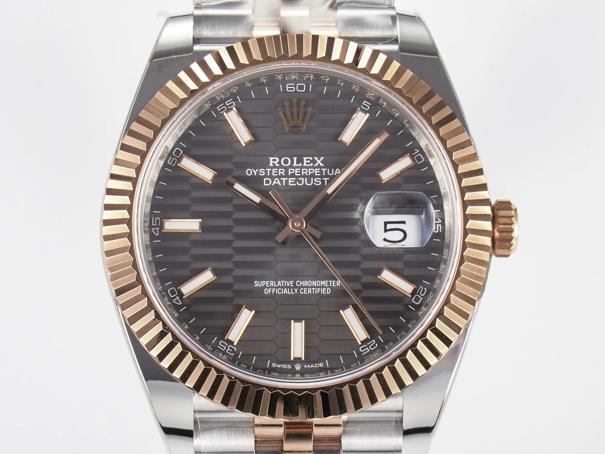 DateJust 41 126331 ARF 1:1 Best Edition 904L Steel Gray Textured Dial on SS/RG Jubilee Bracelet SH3235(Gain Weight)