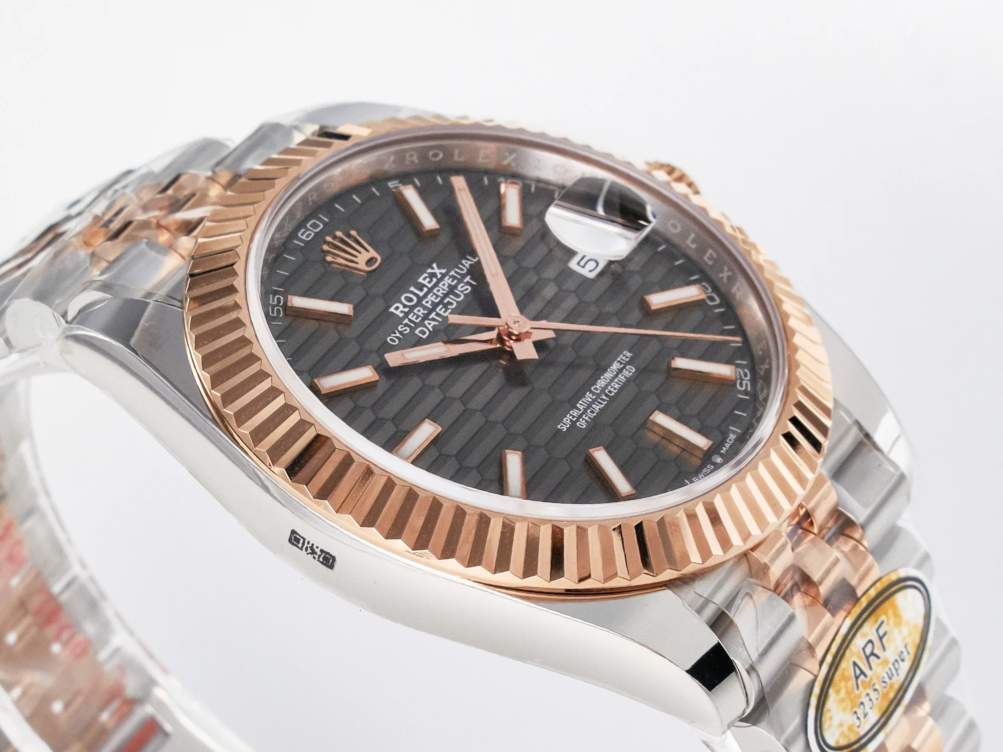 DateJust 41 126331 ARF 1:1 Best Edition 904L Steel Gray Textured Dial on SS/RG Jubilee Bracelet SH3235(Gain Weight)