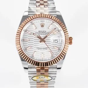 DateJust 41 126331 ARF 1:1 Best Edition 904L Steel Silver Textured Dial on SS/RG Jubilee Bracelet SH3235（Gain Weight）