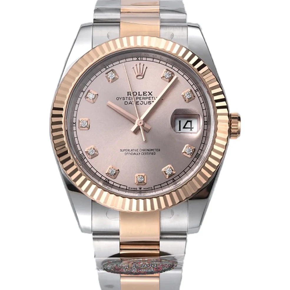 Datejust 41 126331 Pink Sundust Dial Diamond Markers in Everose/Steel on Oyster Bracelet