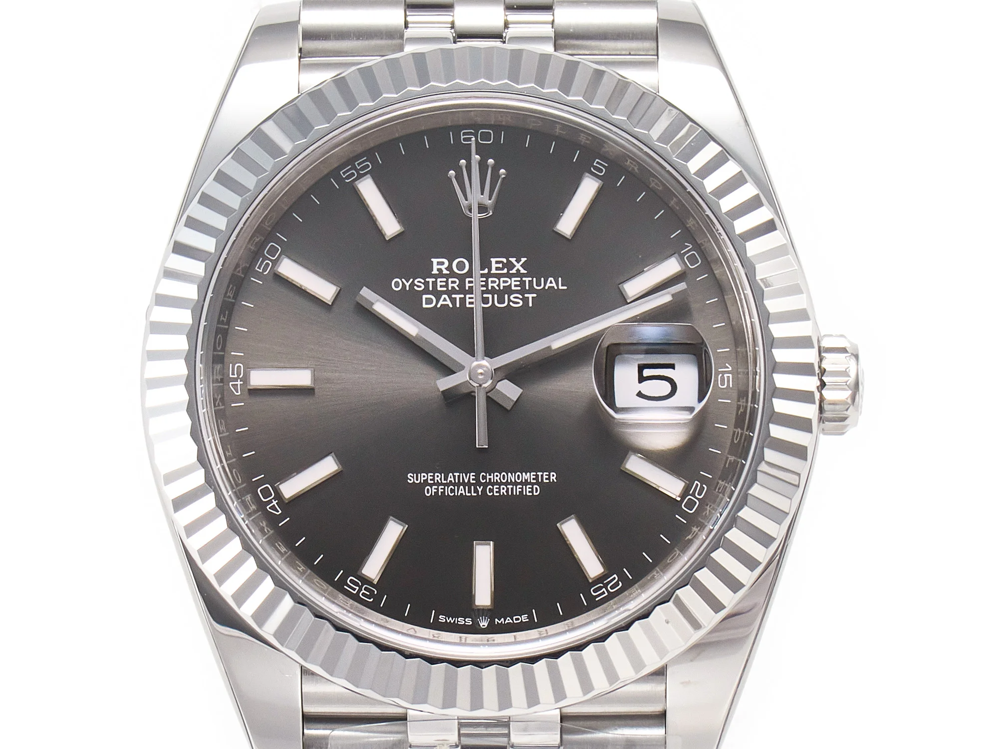 DateJust 41 126334 904L SS Clean Best Edition Gray Rhodium Dial on Jubilee Bracelet S3235