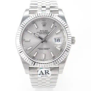 DateJust 41 126334 Fluted Bezel ARF 1:1 Best Edition 904L Steel Silver Stick Dial on Jubilee Bracelet VR3235