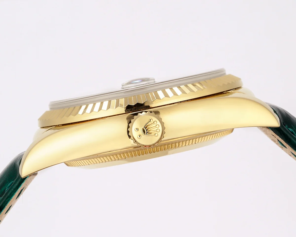 Day-Date 36 Green Dial in Yellow Gold on Leather Strap