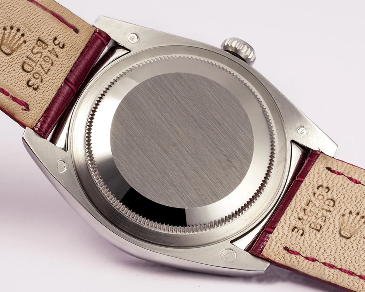 Day-Date 36 Red Dial in White Gold on Leather Strap