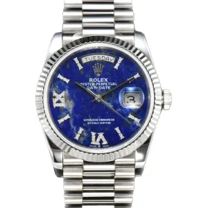 Daydate 36 128236 Lapis Lazuli Diamond Roman Dial in Platinum