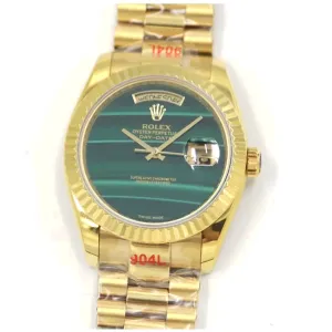 Daydate 36 128238 Malachite Dial in Yellow Gold