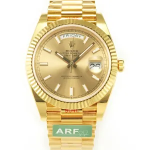 DayDate 40 228238 ARF 904L Steel Gold Stick Dial on President Bracelet VR3255