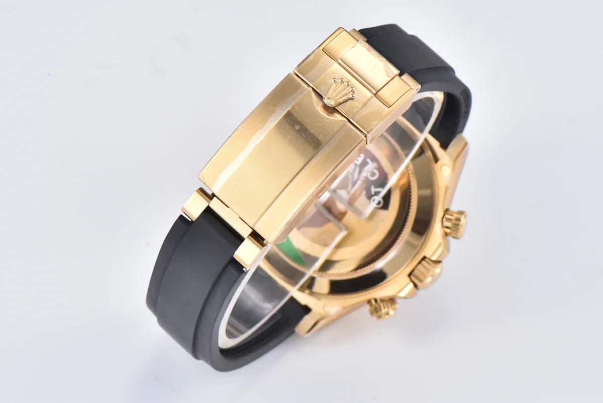 Daytona 116519 White Dial in Yellow Gold on Rubber Strap