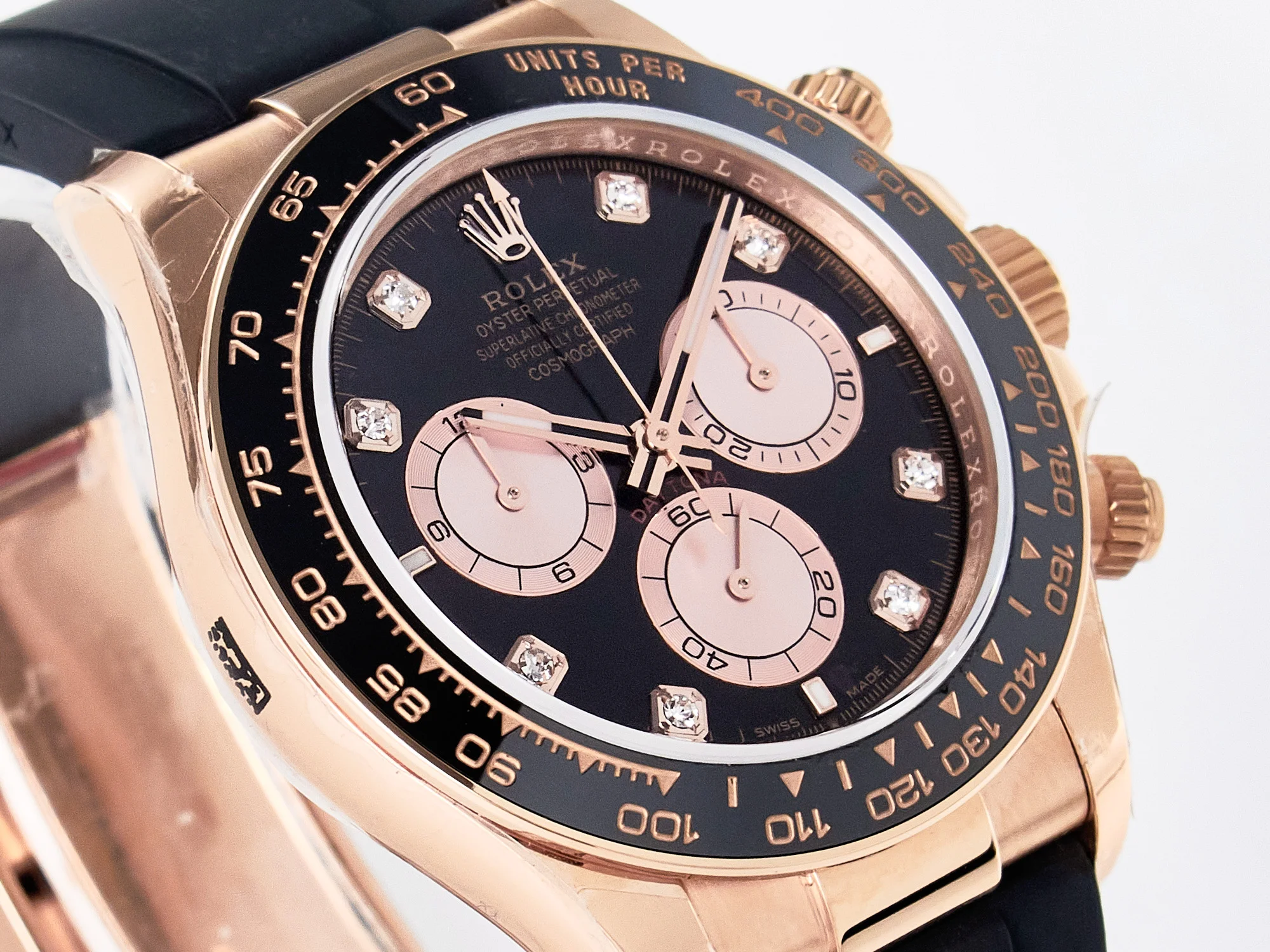 Daytona 126515 QF 1:1 Best Edition Black/RG Diamonds Dial on Oysterflex Strap SH4131 V6(Gain Weight)