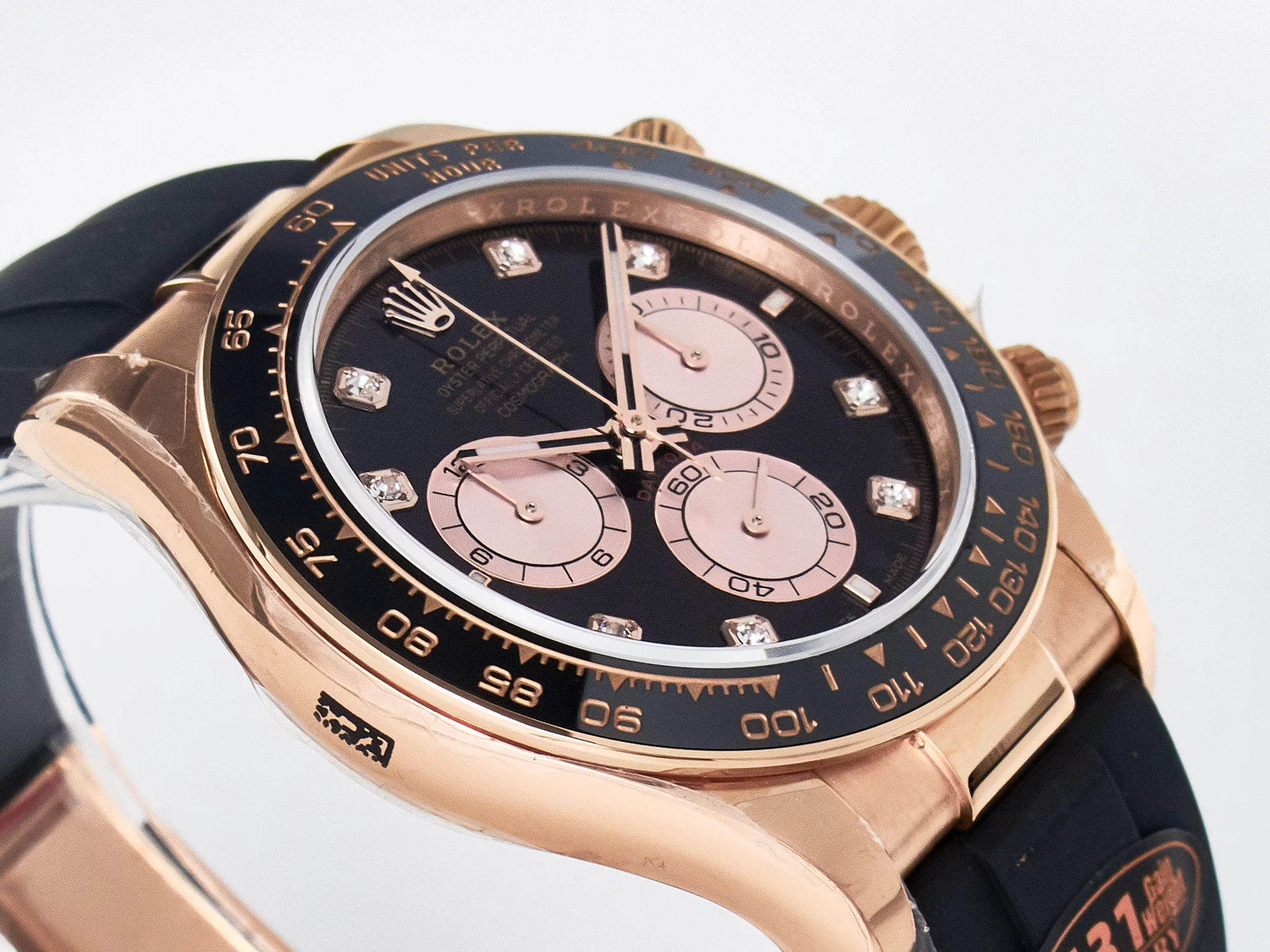 Daytona 126515 QF 1:1 Best Edition Black/RG Diamonds Dial on Oysterflex Strap SH4131 V6(Gain Weight)