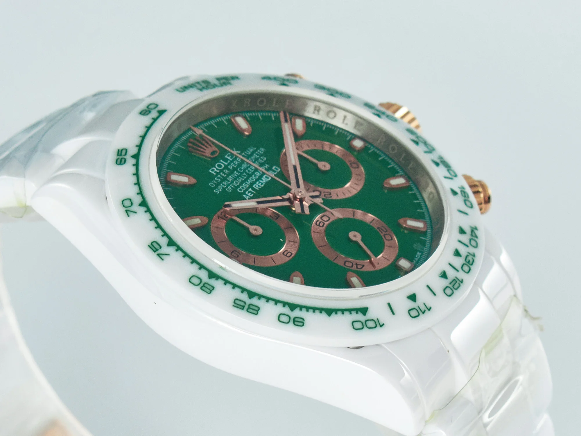 Daytona AET White Ceramic Case and Bracelet Green Dial N6F Best Edition SA4130