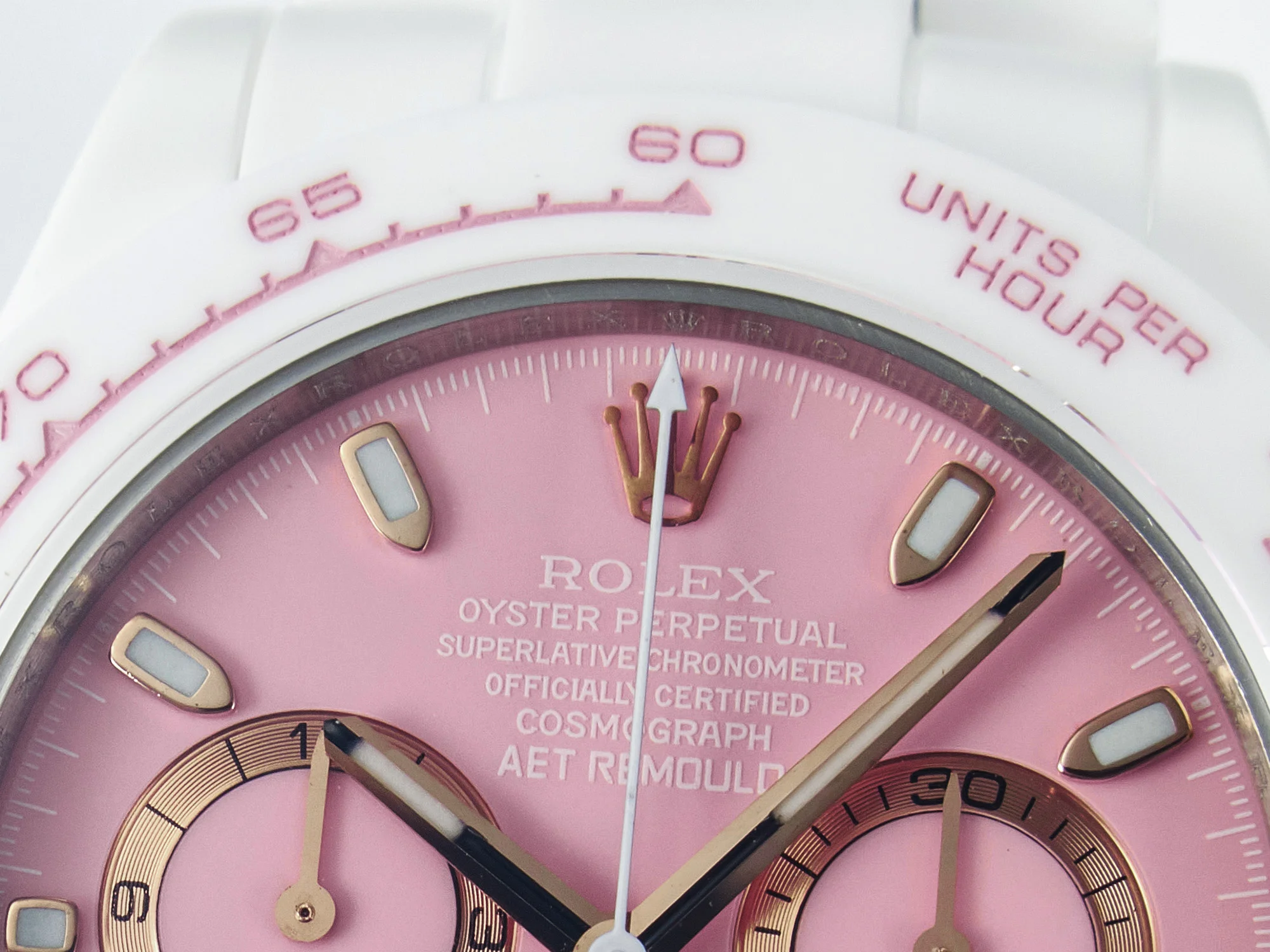 Daytona AET White Ceramic Case and Bracelet Pink Dial N6F Best Edition SA4130
