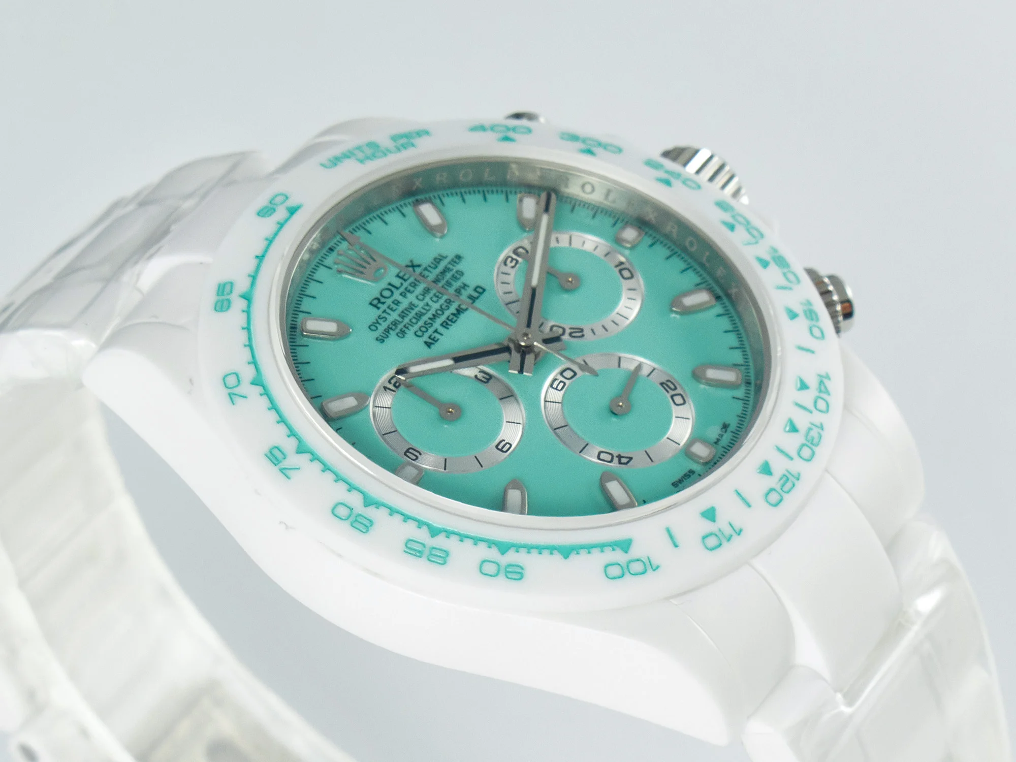 Daytona AET White Solid Ceramic Case and Bracelet Avocado Green Dial N6F 1:1 Best Edition DD4801