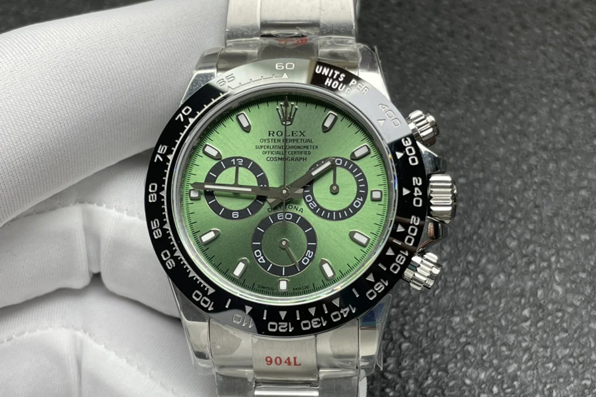 Daytona Green Dial Black Bezel in Steel
