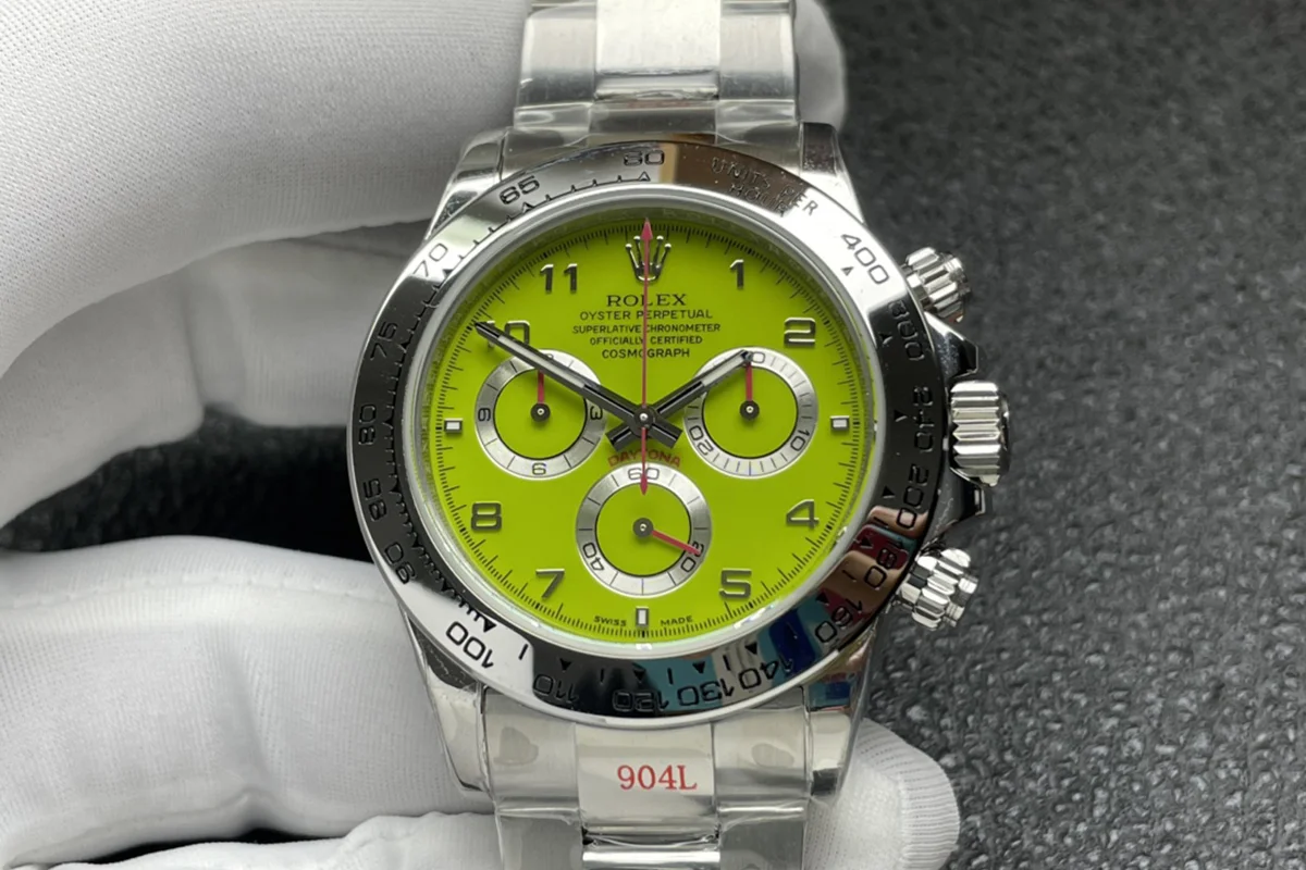 Daytona Lime Green Racing Dial in White Gold