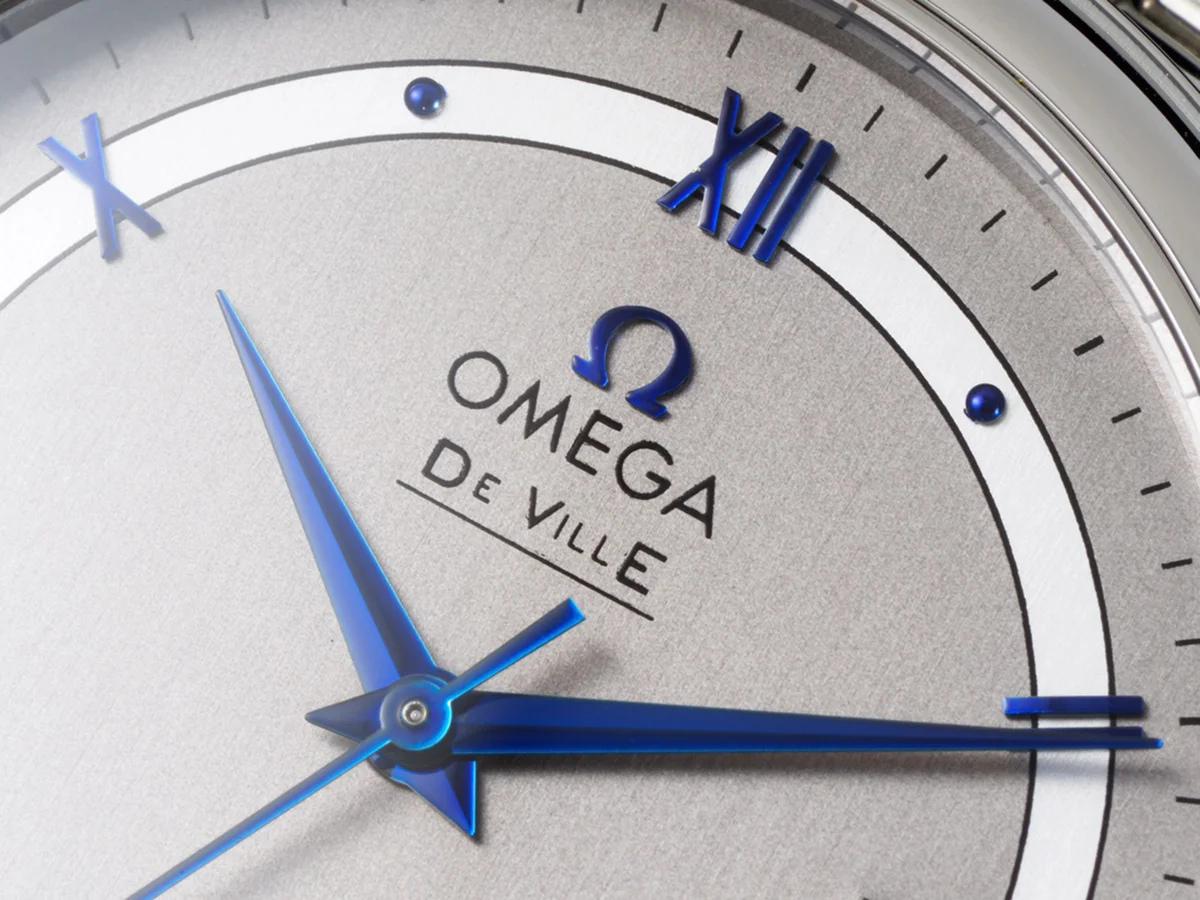 De Ville Co-Axial Chronometer 36.8mm Silver Dial with Blue Marker in Steel on Bracelet