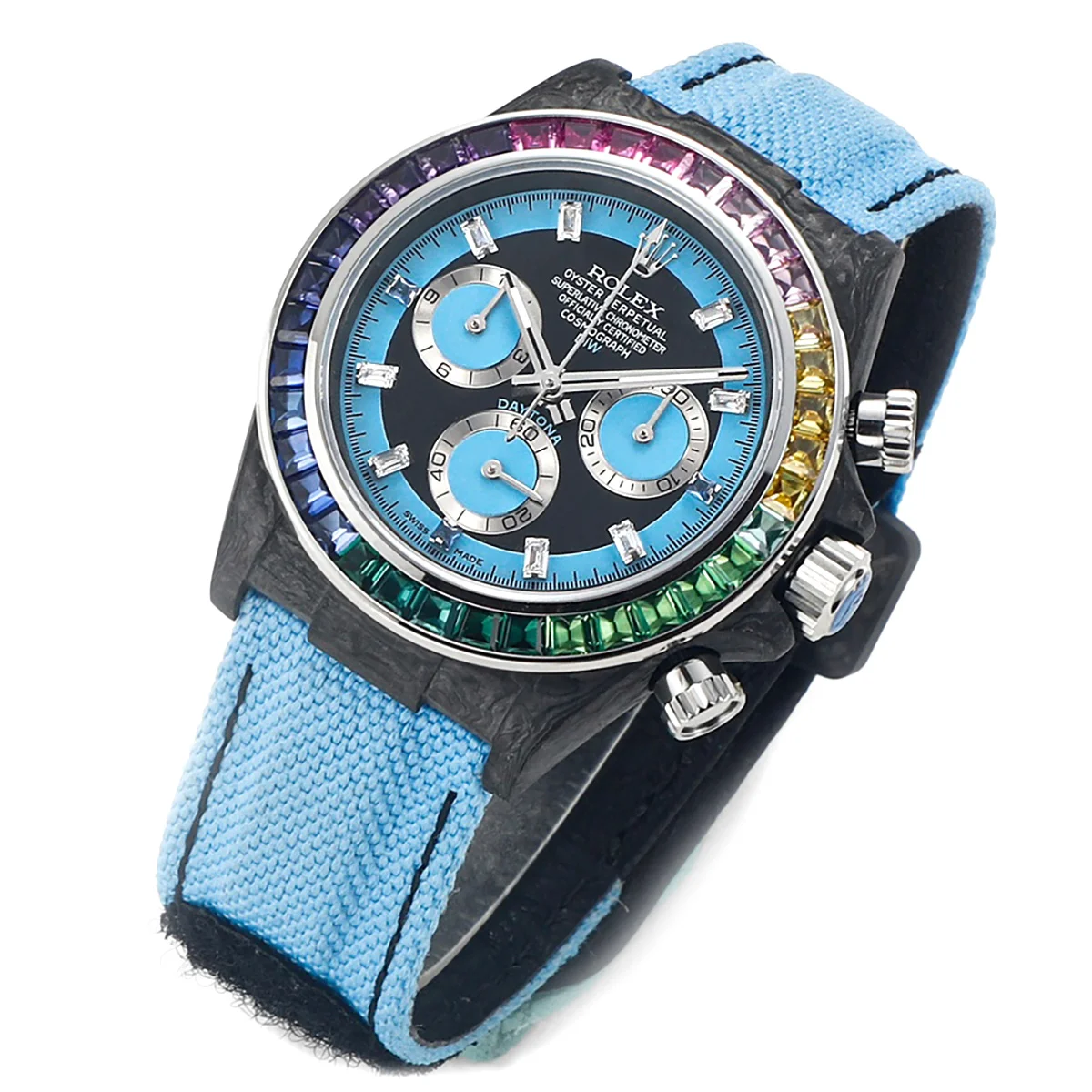 DIW Daytona Rainbow Blue Carbon in Blue Nylon Strap