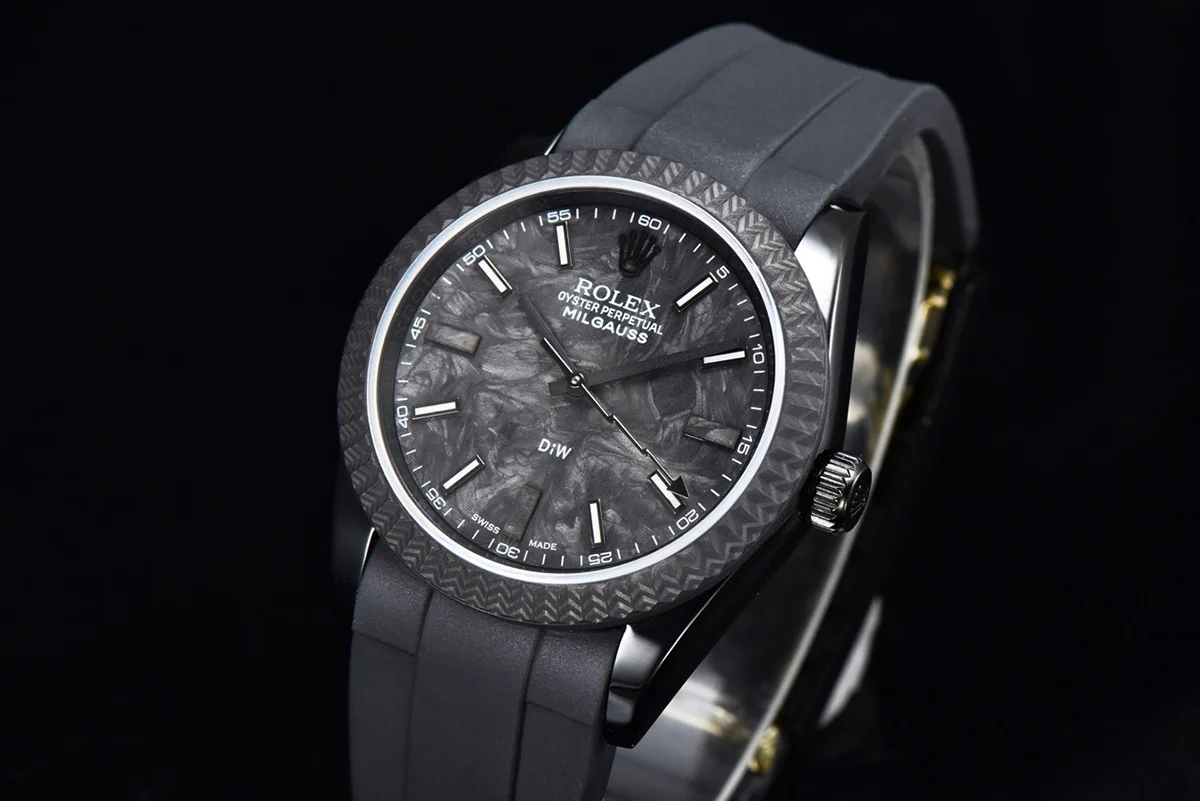 DIW Milgauss Carbon on Black Rubber Strap