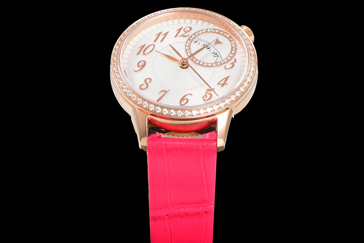 Egerie Muse White Dial in Pink Gold on Pink Leather